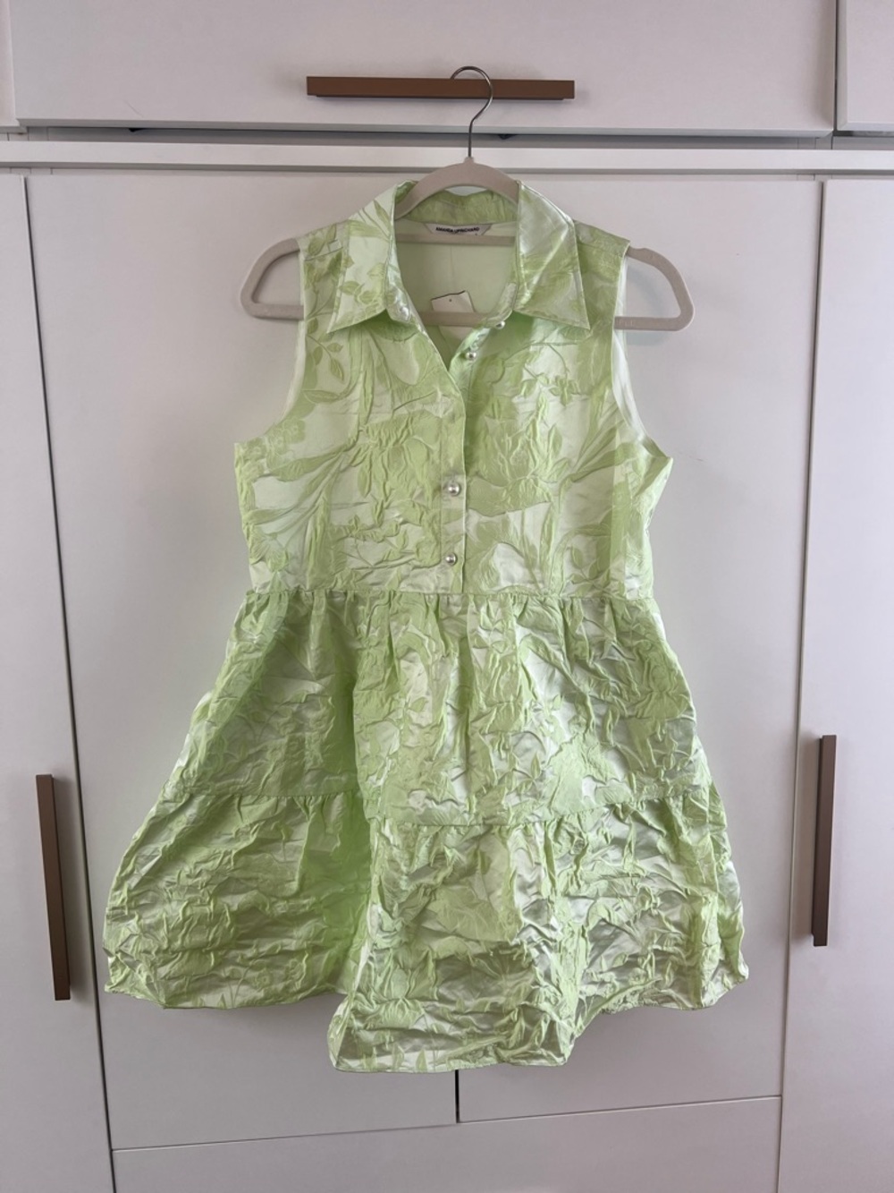 Bright Green Textured Sleeveless Dress